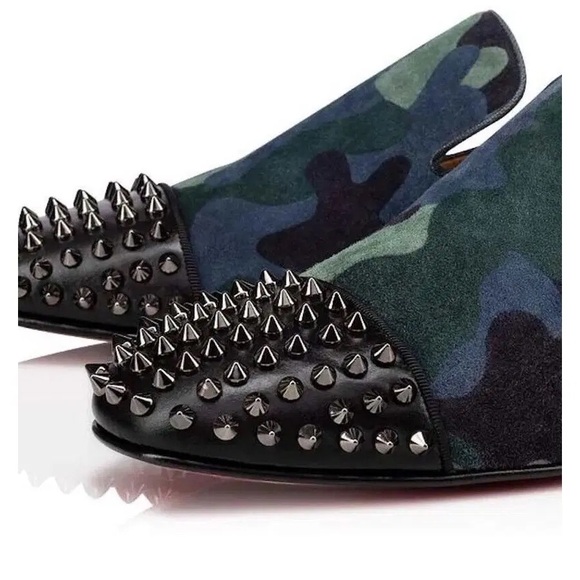 Christian Louboutin NEW Loafers Size 41 8.5 Spooky Flat In Green / Blue Camo 🔥🔥🔥